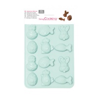 Molde de figura de pascua de silicona de 20,4 x 14,4 x 1,5 - Scrapcooking - 12 cavidades