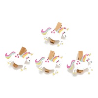 Pinzas de madera con unicornio de 3,5 cm - 4 unidades