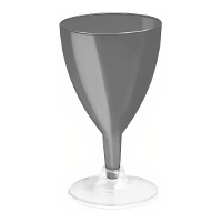 Copa de 170 ml de plástico negro pie transparente vino - 3 unidades