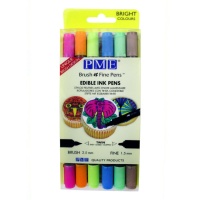 Set de bolígrafos de tinta comestible con doble punta de colores llamativos - PME - 6 unidades