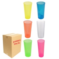 Vasos de 300 ml de plástico de colores reutilizable de tubo surtidos - 420 unidades