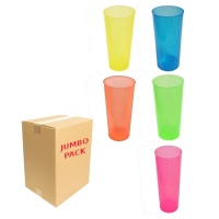 Vasos de 300 ml de plástico de colores reutilizable de tubo surtidos - 420 unidades