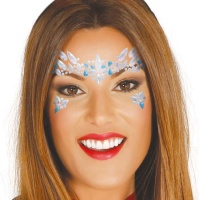 Joyas adhesivas faciales blancas y azules