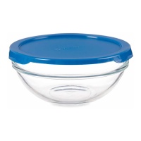 Tupper de 595 ml de cristal redonda con tapa azul