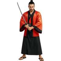 Disfraz de guerrero samurai rojo para hombre
