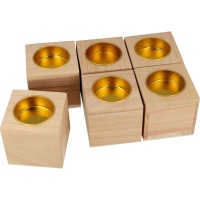 Portavelas de madera cuadrado de 6 x 6 cm - 6 unidades