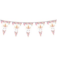 Banderín Unicornio floral de 2,4 m