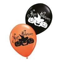 Globos de látex de Calabaza con gorro de Halloween de 30 cm - 6 unidades