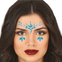 Joyas adhesivas faciales y para uñas azules