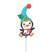 Globo hinchado con varilla de pingüino navideño de 32 x 16 cm - Anagram