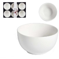 Cuencos de aperitivo de 0,25 L redondos de porcelana blanca - 6 unidades