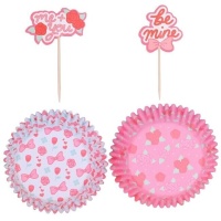 Cápsulas para cupcakes con picks de San Valentín - PME - 24 unidades