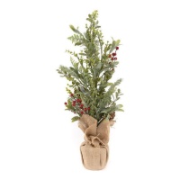 Árbol de Navidad decorativo de piñas y bayas de 60 x 26 cm