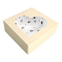 Caja para galletas champán con corazones de 20 x 20 cm - 1 unidad