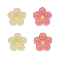 Figuras de mazapán de margaritas rosas y blancas - FunCakes - 12 unidades