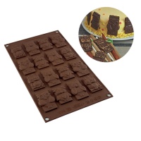 Molde de búhos para chocolate de silicona de 17 x 29,5 cm - Silikomart - 16 cavidades