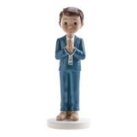 Figura para tarta de Mi Primera Comunión niño con rosario de 16 cm