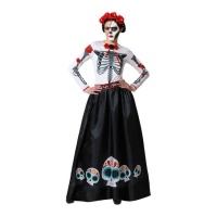 Disfraz de catrina blanco y negro para mujer