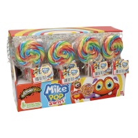 Piruletas de caramelo redondas de colores en palo redonda Swirl - 24 unidades
