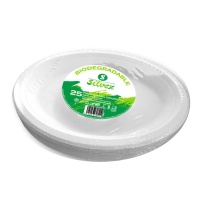 Bandejas de 32 x 25 cm ovaladas de caña de azúcar biodegradables blanco - 25 unidades