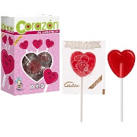 Piruletas de corazón gold - envase individual - corazón de caramelo cerdán - 110 unidades