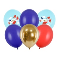 Globos de látex de Aviadores de 30 cm - PartyDeco - 6 unidades