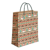Bolsa regalo de 60 x 45 x 12 cm kraft con figuras navideñas - 1 unidad