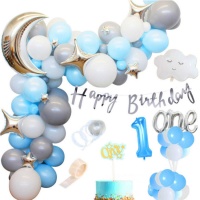 Kit de globos, guirnalda y toppers de Silver Moon - Monkey Business - 81 unidades