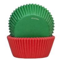 Cápsulas para cupcakes rojas y verdes - FunCakes - 48 unidades