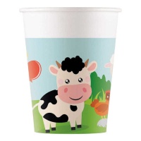 Vasos de Animales de granja de 200 ml - 8 unidades