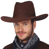 Sombrero de vaquero marron y negro - 56 cm
