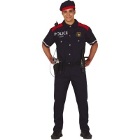 Disfraz de policía azul y rojo para hombre