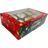 Caja para 6 cupcakes de Navidad Merry Christmas