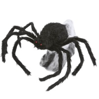 Araña peluda con soporte de telaraña con luz, sonido y movimiento de 70 cm