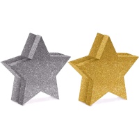 Caja de regalo con forma de estrella con purpurina - 3 unidades