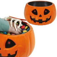 Cubo de calabaza con luz, sonido y movimiento de 15 cm