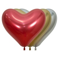 Globos de látex biodegradables de corazón surtidos 3 colores de 35 cm - Sempertex - 12 unidades