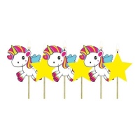 Velas de unicornio y estrellas de 6 cm - 6 unidades