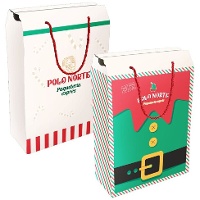 Caja regalo de 35 x 24 x 11 cm de elfo navideño con asas - 1 unidad