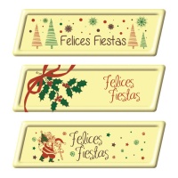 Letrero de chocolate blanco Felices Fiestas - 66 unidades