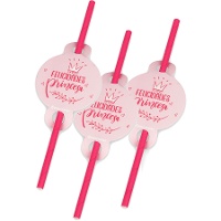 Pajitas de felicidades princesa - 6 unidades