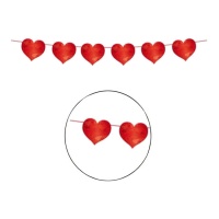Guirnalda de corazones rojos de 6 m