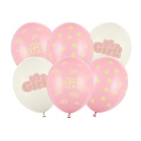 Globos de látex de Its a Girl de 30 cm - PartyDeco - 6 unidades