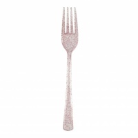 Tenedores rosas con purpurina de 18,5 cm - 18 unidades