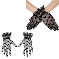Guantes cortos con murcielagos negro de 22 cm
