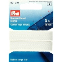 Cinta de 1,5 cm de algodón resistente blanco - Prym - 5 m