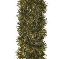 Espumillón verde y dorado de 180 x 10 cm