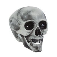 Calavera decorativa gris de plástico de 16 cm