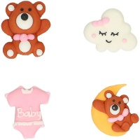 Figuras de azúcar de Baby Bliss Pink - 8 unidades