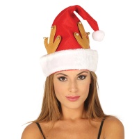 Gorro de Papá Noel con orejas de reno de 43 cm